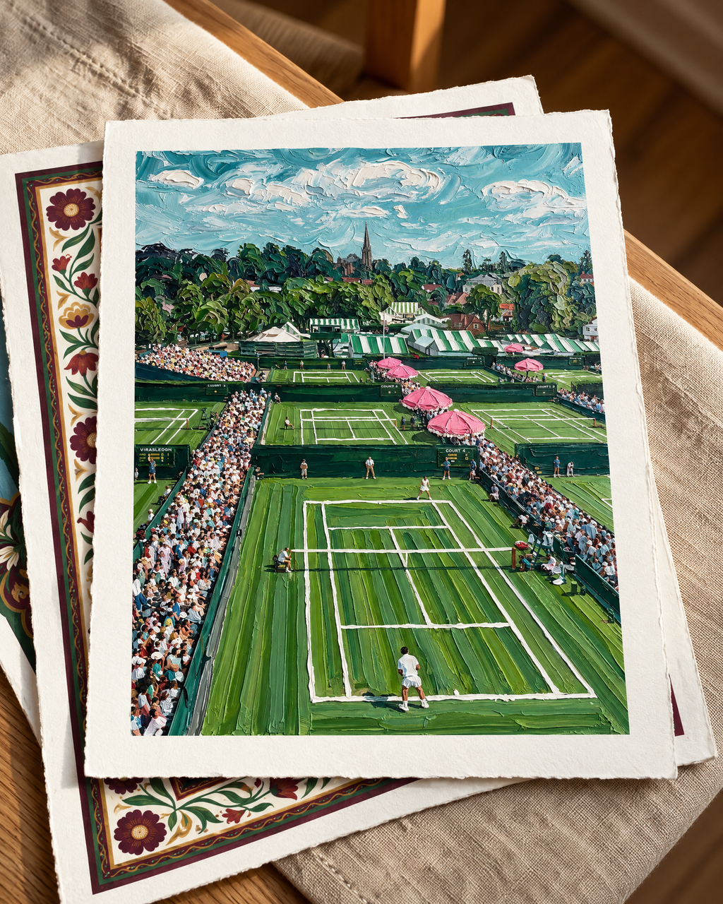 Court Four, printed on cotton paper, stacked on linen.