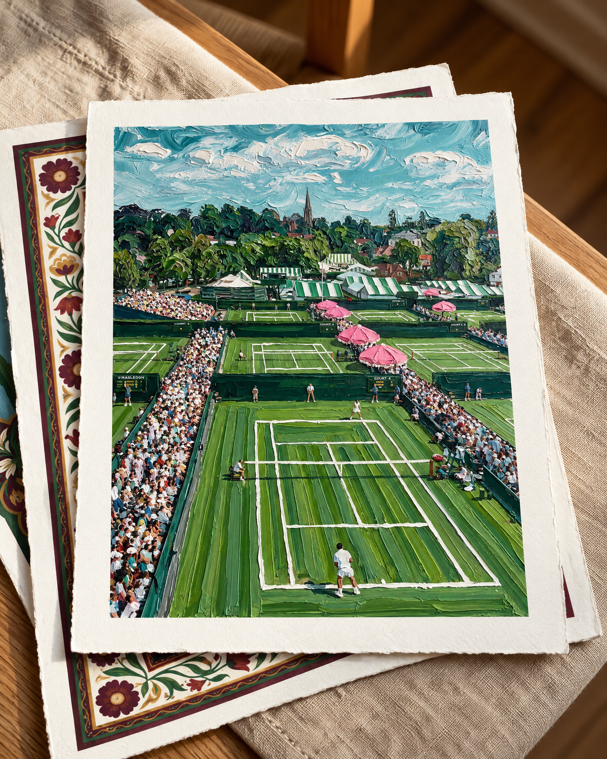 Court Four, printed on cotton paper, stacked on linen.